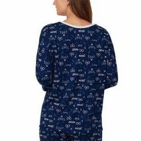 Harry Potter Women's Blue Full Print Graphic Long Sleeve Pajama Top Size XL EUC - Picture 7 of 10